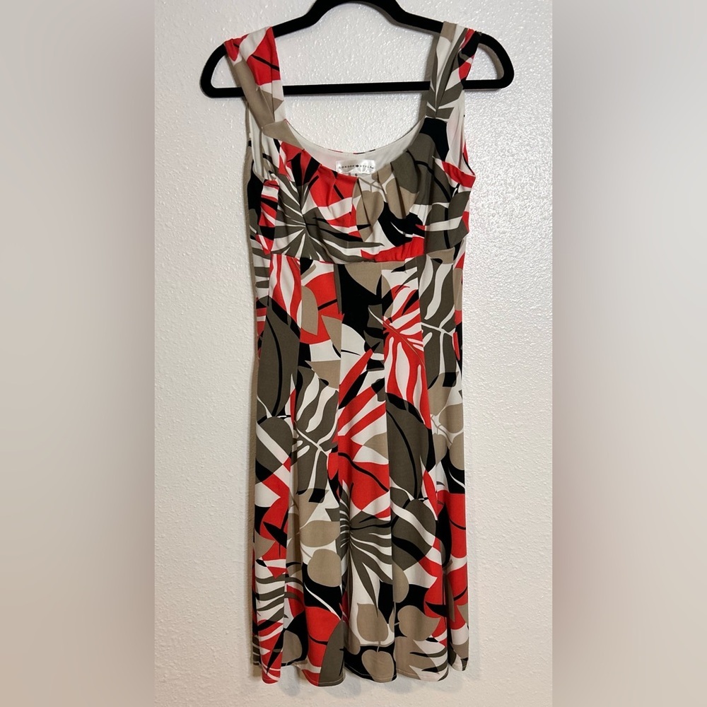 London Style Abstract Patterned Midi Dress Size 6